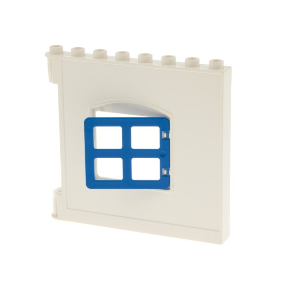 1x Lego Duplo Wand Element 1x8x6 weiß Fenster blau 90265 53916 