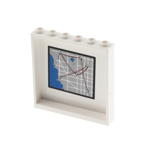 1x Lego Mauerteil weiß 1x6x5 Sticker Straßen Karte Stadtplan 60044 59349pb097