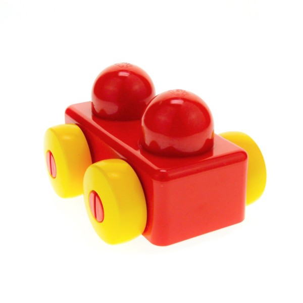 1x Lego Duplo Primo Auto Fahrzeug Wagen rot Räder gelb Baustein 31008c01