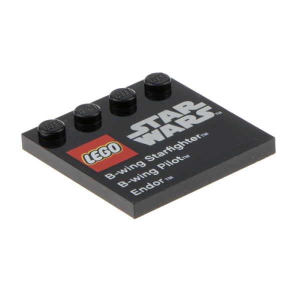 1x Lego Fliese modifiziert 4x4 schwarz bedruckt Star Wars Endor 75010 6179pb063