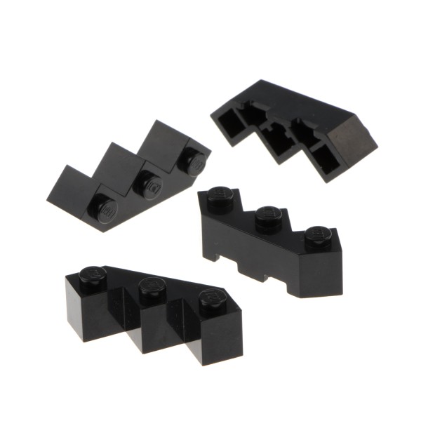 4x Lego Bau Stein modifiziert 3x3x1 schwarz drei Ecken Facetten 6394879 2462
