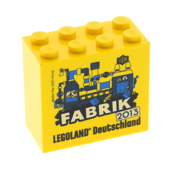 1x Lego Stein 2x4x3 gelb Legoland Deutschland Fabrik 2013 Motivstein 30144pb136