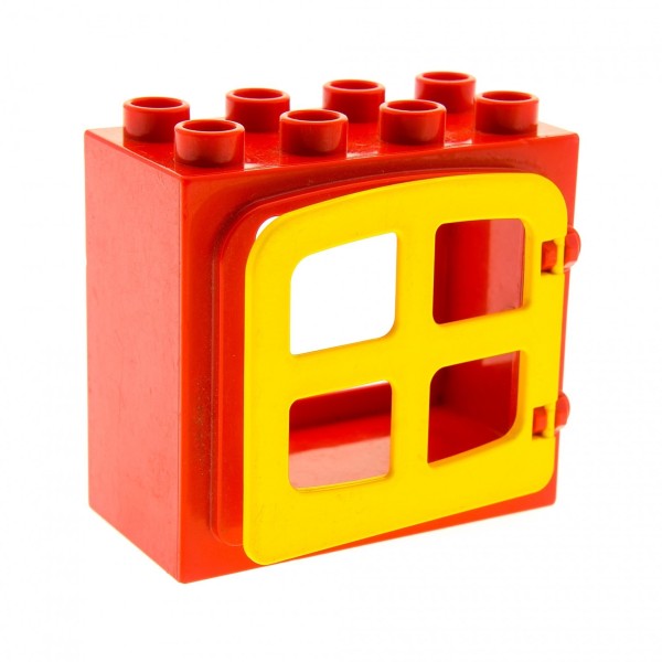 1x Lego Duplo Fenster Rahmen klein 2x4x3 rot Tür 1x4x3 gelb 4809 2332a