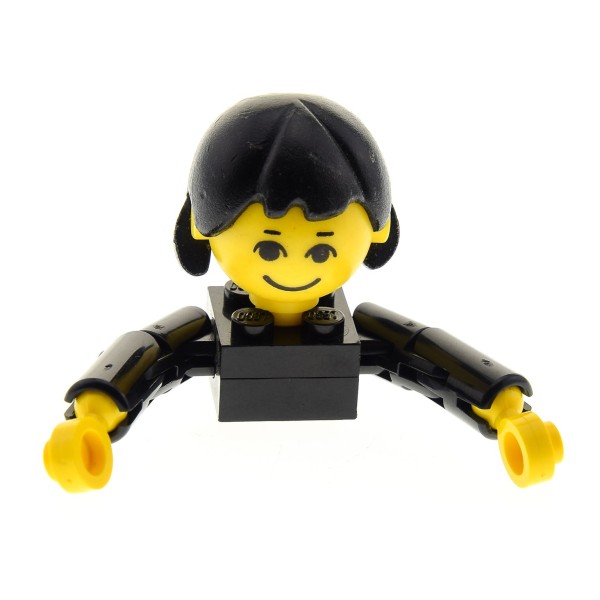 1 x Lego System Homemaker Großkopf Figur Frau Mutter Kind Mädchen Torso schwarz Gesicht mit Augenbrauen Arme lang Haare lang ohne extra Halterung 200 x196 685px4c01