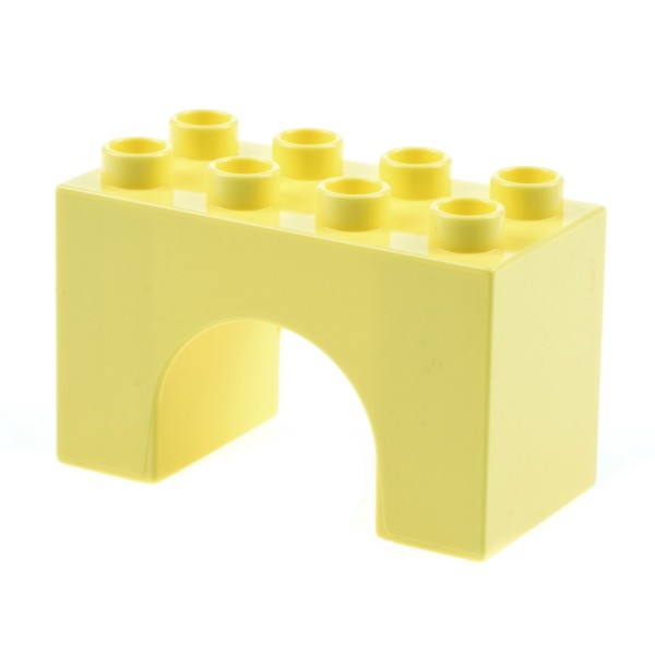1x Lego Duplo Brücken Bau Stein 2x4x2 hell gelb Ausschnitt gewölbt 11198