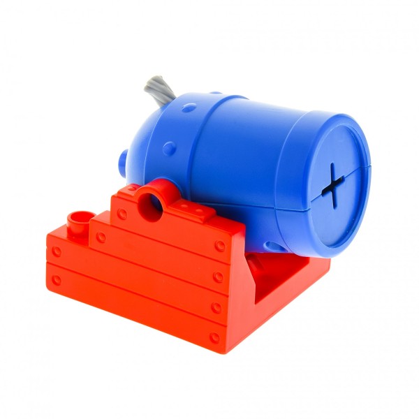 1x Lego Duplo Kanone rot 4x4 B-Ware abgenutzt Rohr blau Boot 54848c01 54849