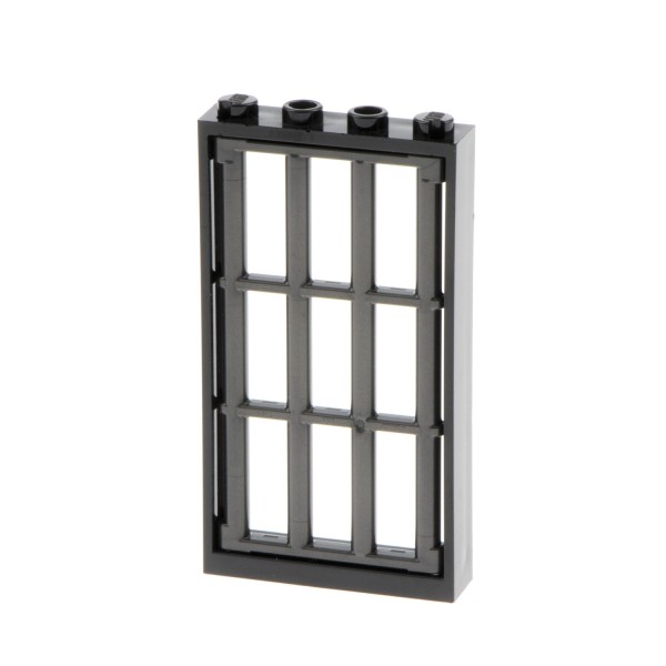 1x Lego Fenster Rahmen 1x4x6 schwarz Türblatt Gitter perldunkel grau 92589 60596