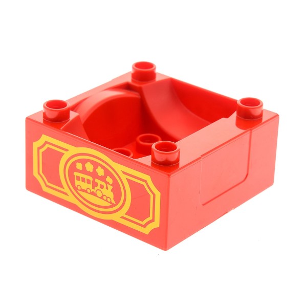 1 x Lego Duplo Eisenbahn Führerhaus rot 4 x 4 4x4 bedruckt Zug Dampf Lok Cockpit Aufsatz Unterteil für Set 10507 98456pb01