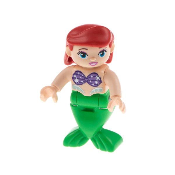 1x Lego Duplo Figur Meerjungfrau Arielle Flosse hell grün Haare rot dupmermaid01