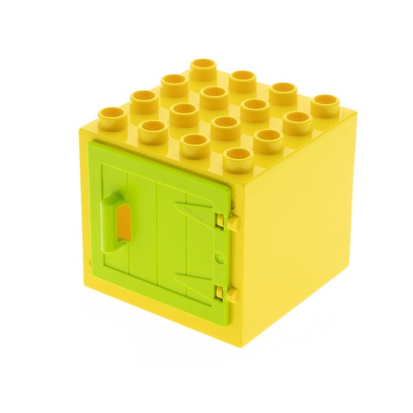 1x Lego Duplo Fenster Tür gelb 4x4x3 Holztor Griff lime hell grün 87653 18857