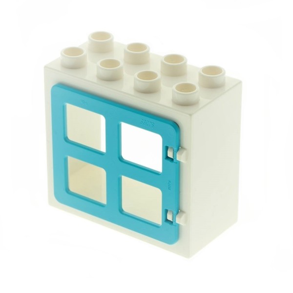 1x Lego Duplo Fenster Rahmen klein 2x4x3 weiß Tür 1x4x3 azure blau 90265 61649