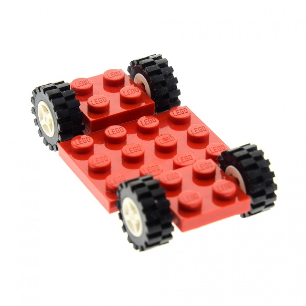 1x Lego Fahrgestell rot 4x7x2/3 Rad weiss Auto Platte Chassis 4624c02 68556 2441