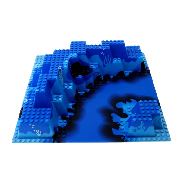 1x Lego 3D Bau Platte 32x32 blau B-Ware beschädigt Berg Wasser Meer 6024px1