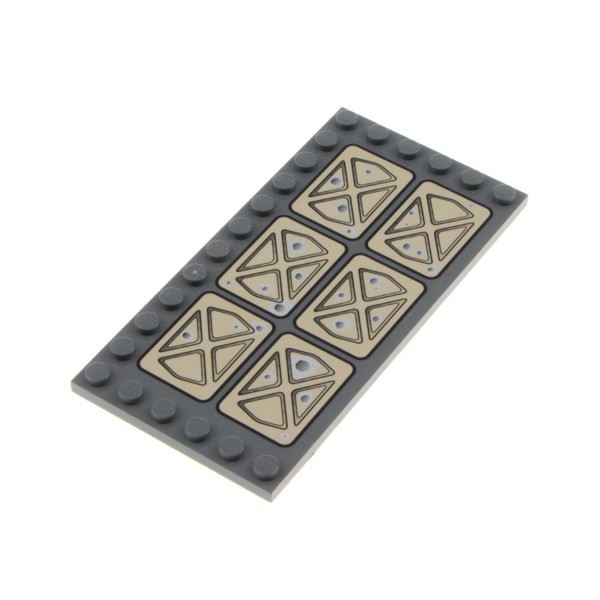 1x Lego Bau Platte 6x12 neu-dunkel grau Fliese Geometrisches Design 6178pb001
