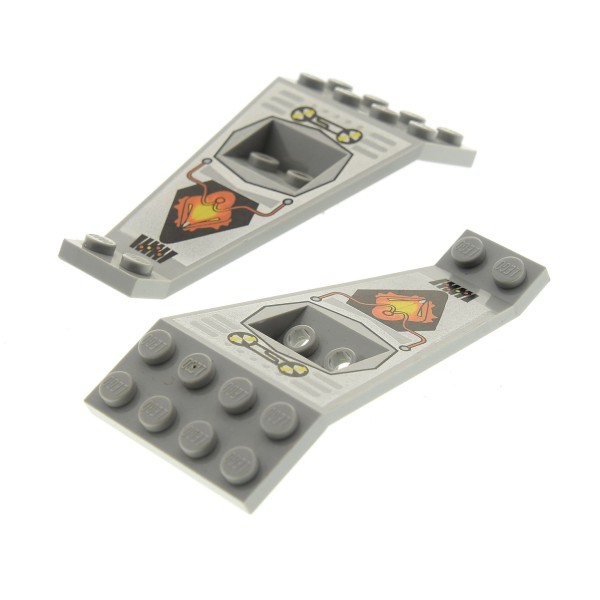 2 x Lego System Ufo Flügel Platte alt-hell grau Bi-level 8 x 4 and 2 x 3 bedruckt Ufo Logo Panele Stütze Mutterschiff 6979 6829 30119pb01