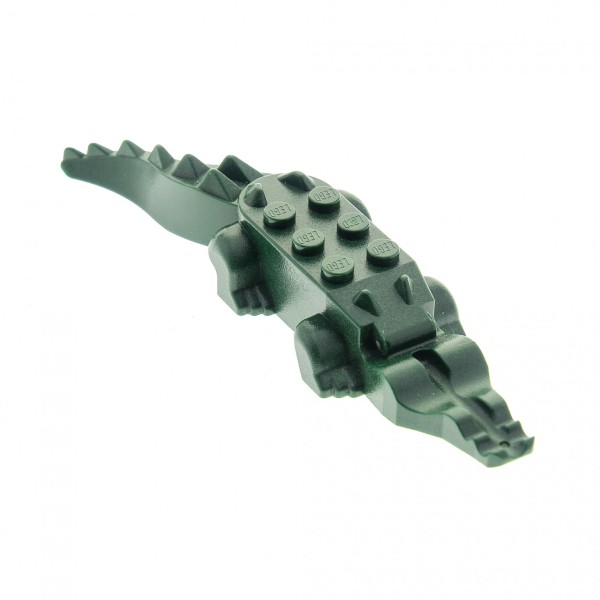 1 x Lego System Tier Krokodil Teile dunkel grün Alligator Körper und Dino Schwanz Zoo Safari Jungle Crocodile Adventures 6028 6026
