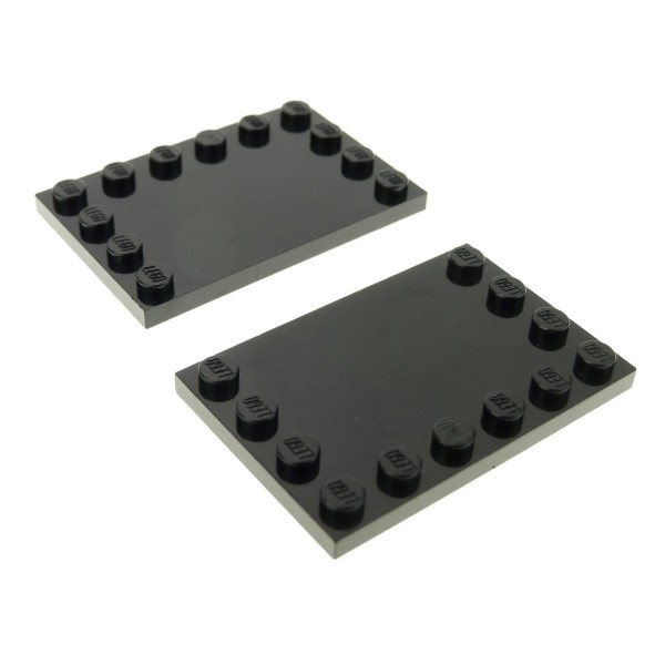 2x Lego Fliese modifiziert 4x6 schwarz Noppen an den Rändern 4100378 6180