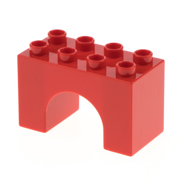 1x Lego Duplo Brücken Bau Stein 2x4x2 rot Ausschnitt gewölbt Eisenbahn 11198