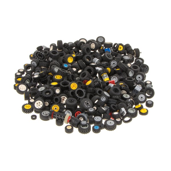 1,55 kg Lego Räder Großpack Set Reifen Felgen klein schwarz Auto Rad Mischung