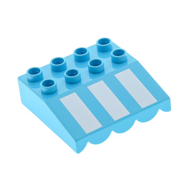 1x Lego Duplo Dach Stein schräg hell blau 4x4 Streifen kurz Markise 31170pb01