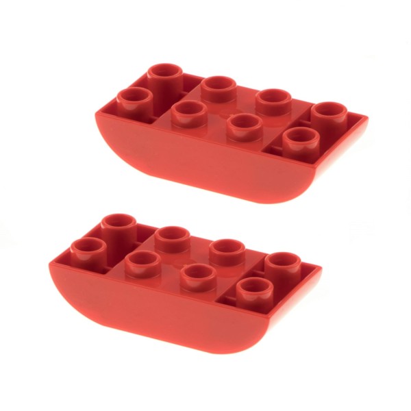2x Lego Duplo Basic Bau Stein 2x3 rot Boden gewölbt Set 10566 45013 98224