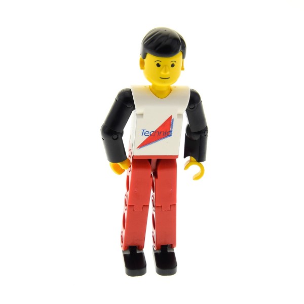 1x Lego Technic Figur Mann weiß rot Dreieck Arme schwarz Fahrer 8712 tech004