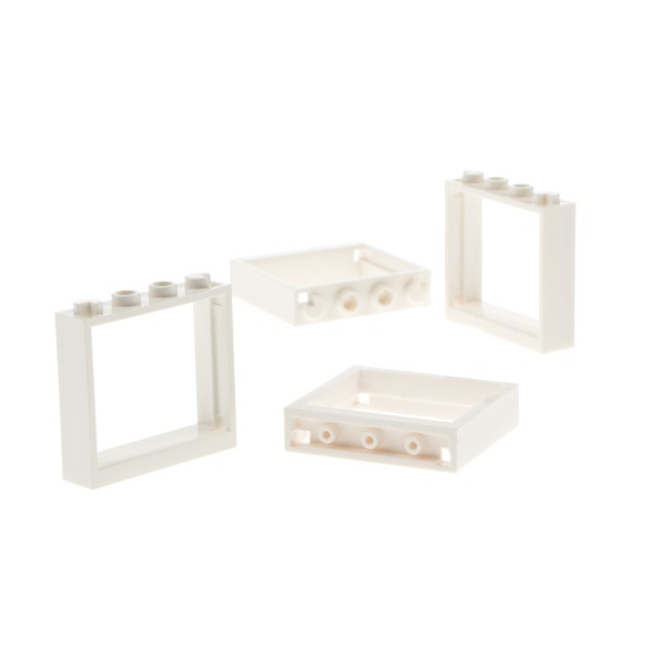 4x Lego Fenster Rahmen 1x4x3 weiß ohne Scheibe Haus 4530590 60594