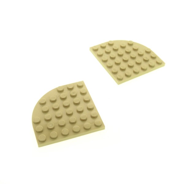 2x Lego Bau Platte beige tan 6x6 Ecke rund Grundplatte Star Wars 7153 7144 6003