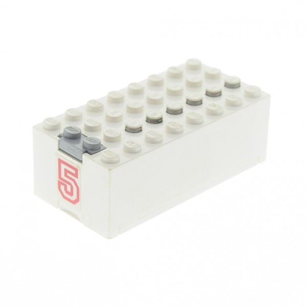 1x Lego Electric Batteriekasten weiß Sticker Nr. 5 rot Block geprüft 4760c01pb08