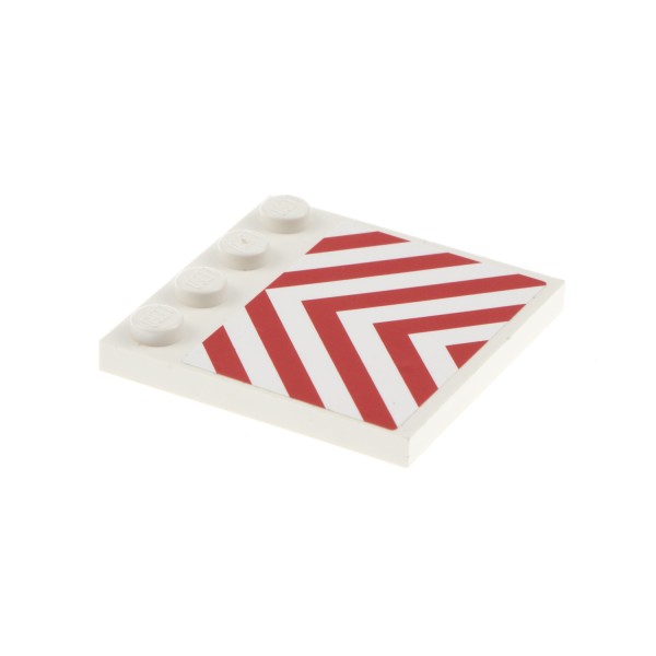 1x Lego Bau Platte weiß 4x4 Sticker Gefahr Streifen rot weiß Set 7747 6179pb082