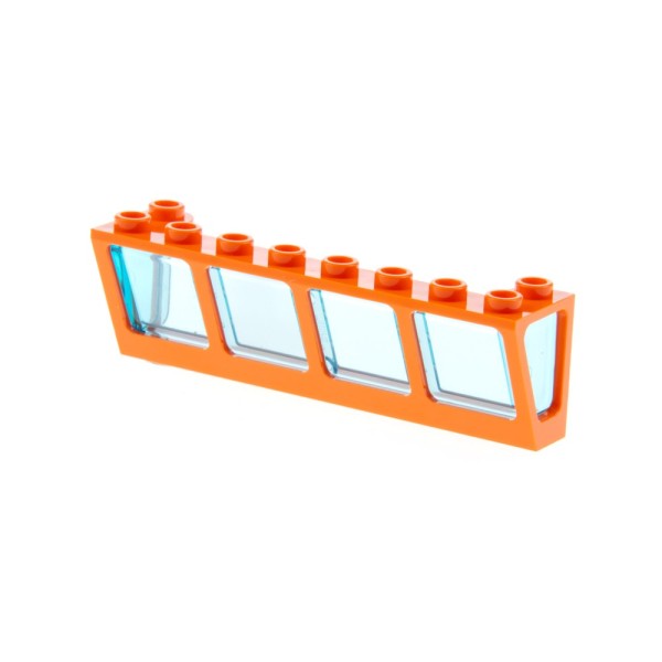 1x Lego Fenster Rahmen 2x8x2 orange Scheibe transparent hell blau 89648c02
