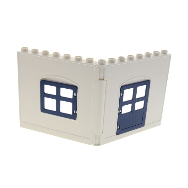 1x Lego Duplo Wand Element weiß Fenster Tür dunkel blau 2206 2205 51261 51260