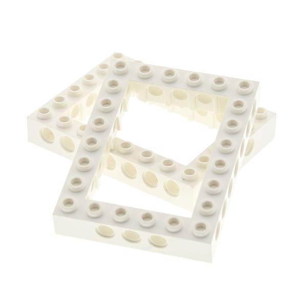 2x Lego Technic Bau Rahmen Stein creme weiß 6x8 Lochstein Unterseite Kreuz 32532