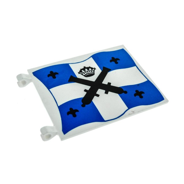 1x Lego Fahne 6x4 weiß bedruckt blau Flagge Banner Kanonen Kreuz Krone 2525px2