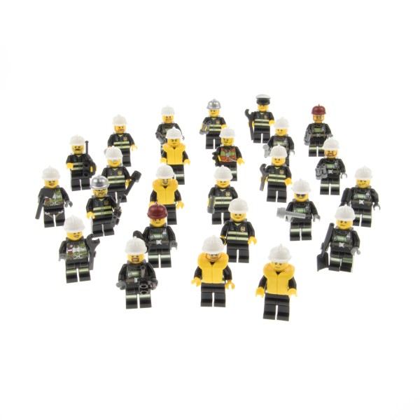 5x Lego Mini Figuren City Feuerwehr Mann schwarz Zubehör zufällig gemischt 