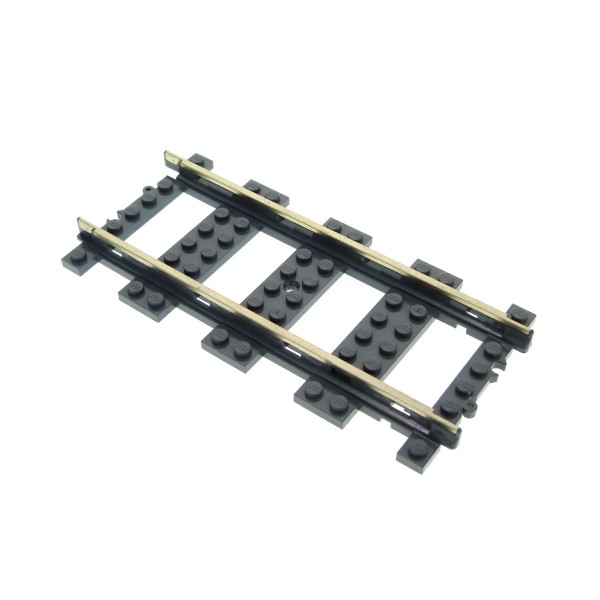 1x Lego Elektrik Schiene Metall 9V gerade neu-dunkel grau Zug Eisenbahn 2865c01