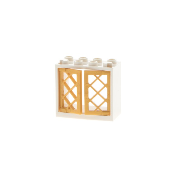 1x Lego Fenster Rahmen 2x4x3 weiß Fensterläden Gitter perl gold Haus 60607 60598