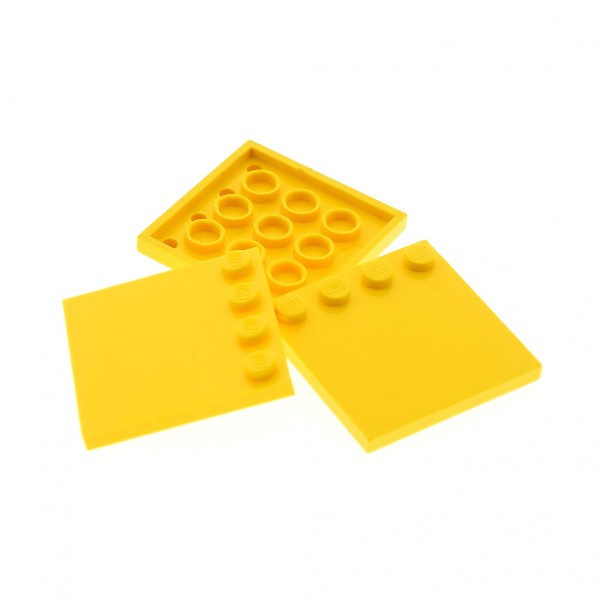 3x Lego Fliese modifiziert 4x4 gelb Noppen am Rand 4525895 6179