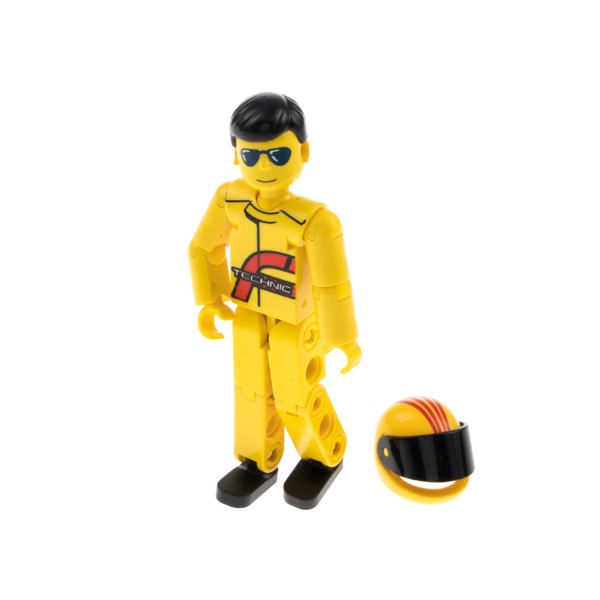 1x Lego Technic Figur Mann gelb rot Rennfahrer Sonnenbrille Helm 8457 tech032a