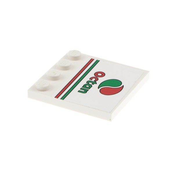 1x Lego Bau Platte weiß 4x4 Sticker Octan Logo rot grün Set 7747 6179pb083L