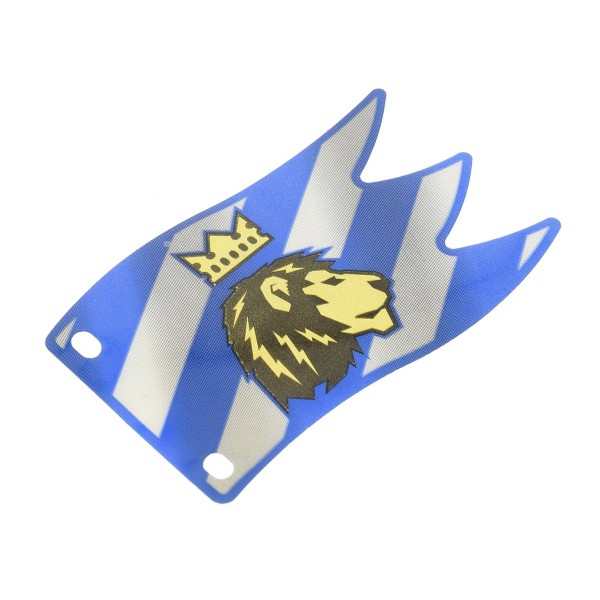 1 x Lego System Flagge Fahne B-Ware abgenutzt Banner Plastik blau weiss mit Löwe Krone Wappen horizontal für Set 8781 8801 bb158a