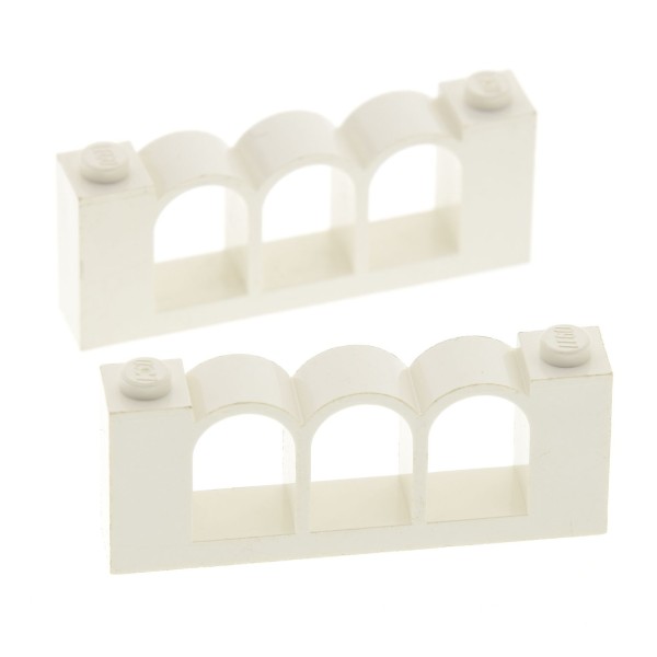 2x Lego Bogenstein creme weiß 1x6x2 Bogen Brücke Burg Tor Zaun 30077