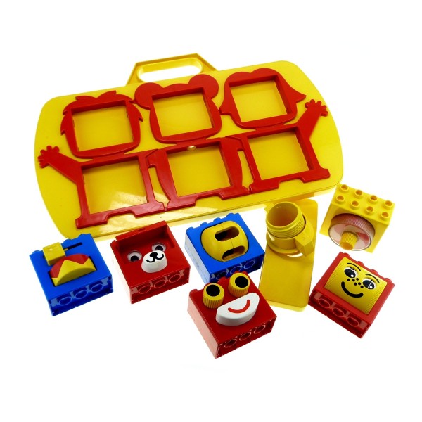 1 x Lego Duplo Steck Bau Stein Lern Spiel Motorik Kasten Platte (46.5 x 29 x 7.5 cm) gelb rot blau mit Kinderbett Halterung 2072