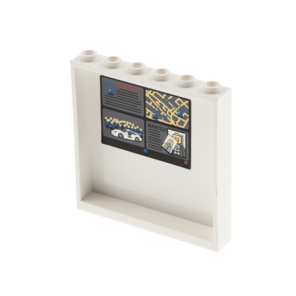 1x Lego Mauerteil weiß 1x6x5 Sticker 4 Überwachungsbildschirme innen 59349pb037