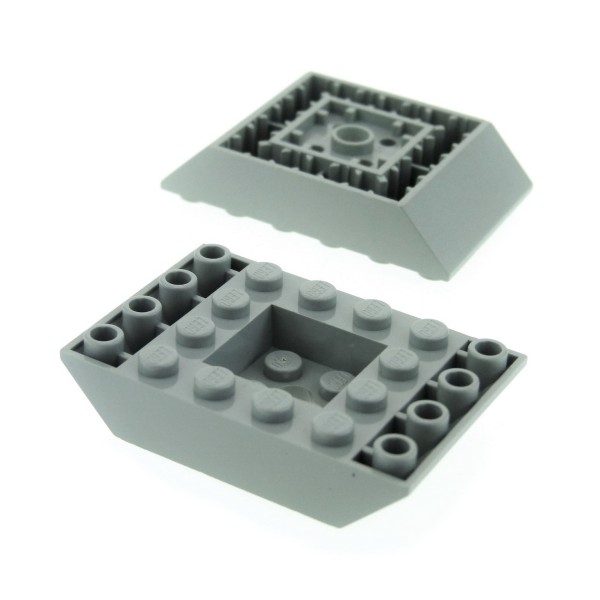 2x Lego Dach Stein 45° negativ 6x4 alt-hell grau Rumpf schräg Mittelteil 30183