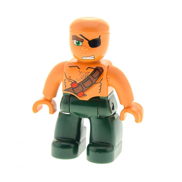 1x Lego Duplo Figur Pirat grün Dynamit Seemann Mann 7880 7881 47394pb088
