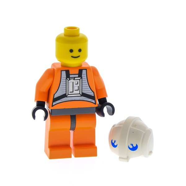 1 x Lego System Figur Star Wars Dak Ralter Pilot Torso orange Hüfte neu-dunkel grau Rebellen Helm weiss bedruckt 4500 x164px3 973ps1c01 sw012a