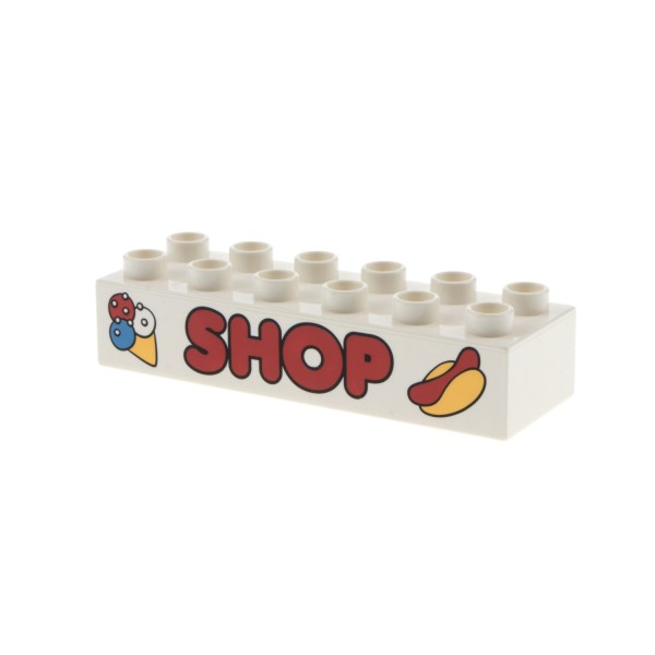 1x Lego Duplo Motiv Bau Stein weiß 2x6 bedruckt SHOP Hot Dog Set 6171 2300pb012