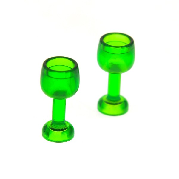 2 x Lego System Geschirr Glas transparent grün gross Weinglas Vase Kelch Scala Belville Harry Potter Hobbit 79018 10211 4756 79004 33061