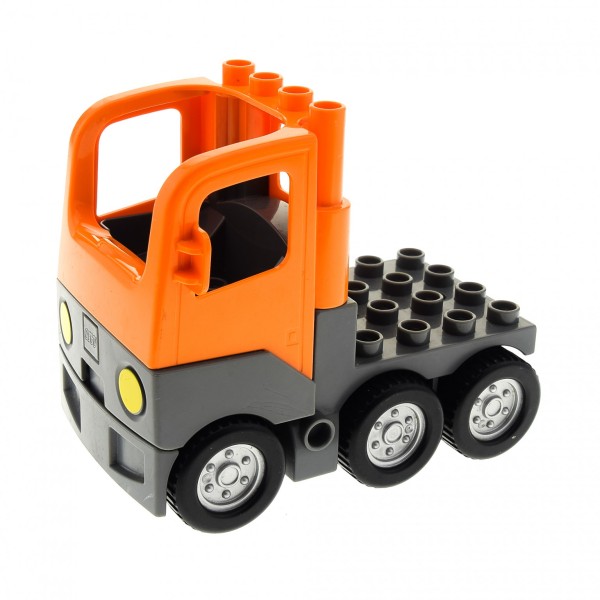 1 x Lego Duplo LKW orange neu-dunkel grau Chassis mit Kabine Laster Auto Unterbau für Set Bau Fahrzeug 3772 4228456 1326c01 4255270 48125c03